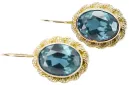 Yellow 8k gold 333 Aquamarine earrings vec007x-aq Russian Soviet USSR Vintage craft Art Deco style
